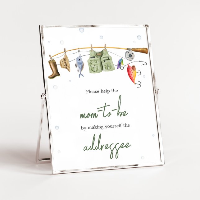 Little Fisherman Baby Shower Envelope Station Poster (Boho Fisherman Baby Shower Envelope Station Sign)