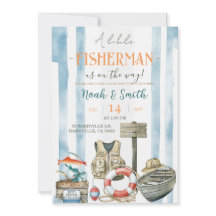 Little Fisherman Baby Shower Invitation | Rustic F