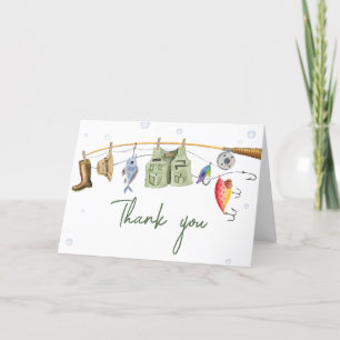 Little Fisherman Baby Shower Letterpress Thank You Card