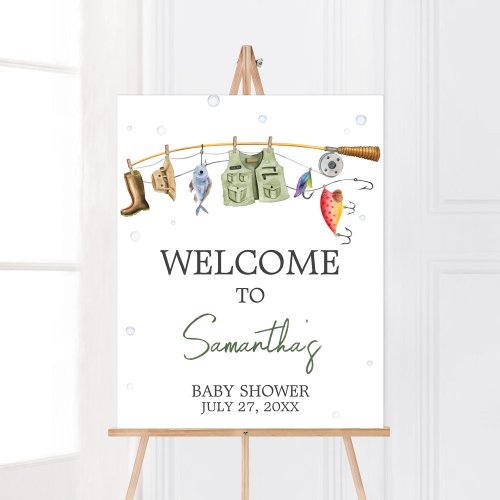 Little Fisherman Baby Shower Welcome Poster