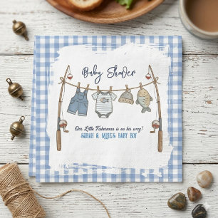Little Fisherman Blue Gingham Fishing Boy Napkins