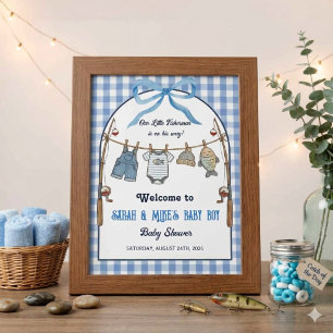 Little Fisherman Blue Gingham Fishing Boy welcome Foam Board