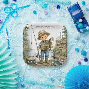 Little Fisherman Boy Birthday Party Paper Plates
