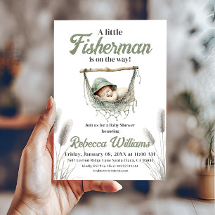 Little Fisherman Boy Fishing Baby Shower Invitation