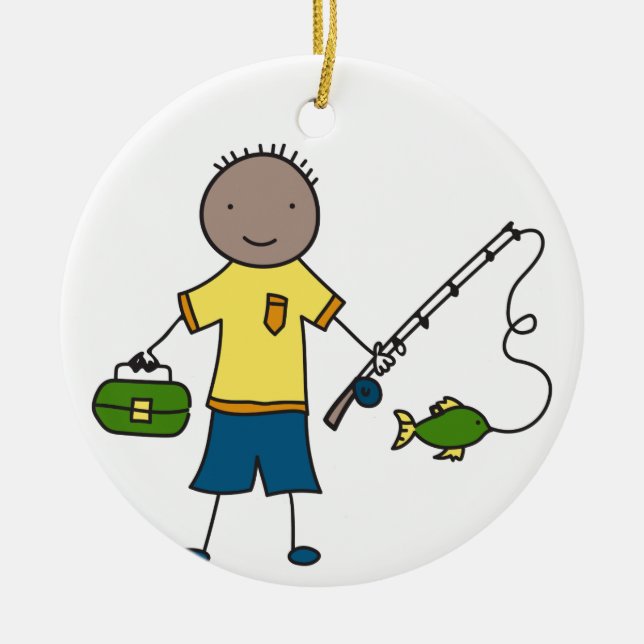 Little Fisherman Ceramic Ornament (Front)