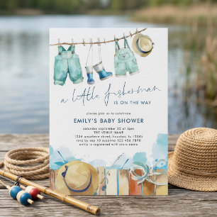 Little Fisherman Clothesline Baby Shower Invitation