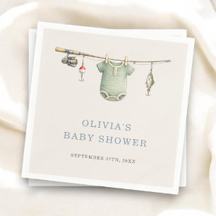 Little Fisherman Clothesline Baby Shower Party Napkins
