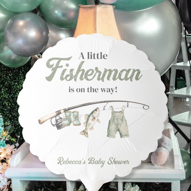 Little Fisherman Clothesline Fishing Baby Shower Balloon (Creator Uploaded)