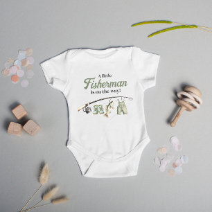 Little Fisherman Clothesline Fishing Baby Shower Bodysuit