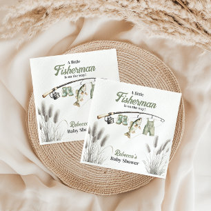 Little Fisherman Clothesline Fishing Baby Shower Napkins