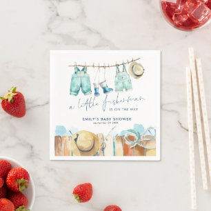 Little Fisherman Clothesline Welcome Baby Shower Napkins