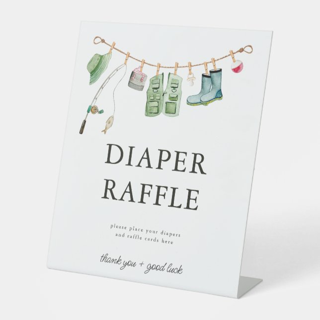 Little Fisherman Diaper Raffle Baby Shower Sign (Front)