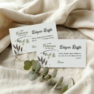 Little Fisherman Fishing Baby Shower Diaper Raffle Enclosure Card