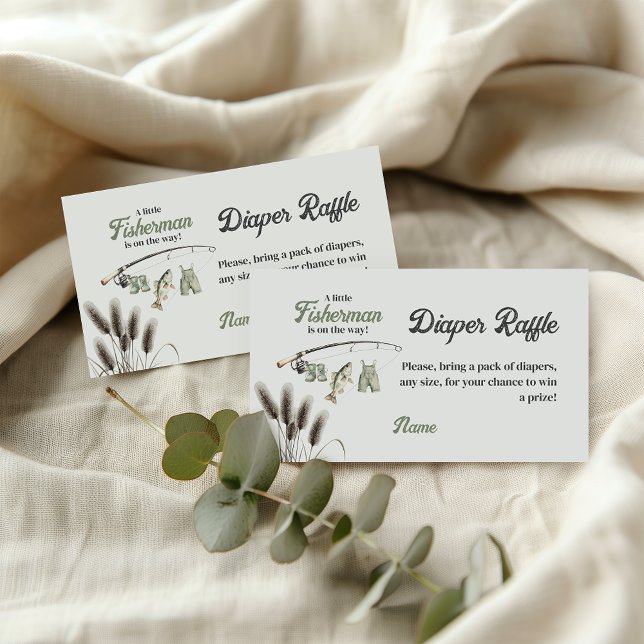 Little Fisherman Fishing Baby Shower Diaper Raffle Enclosure Card (Creator Uploaded)