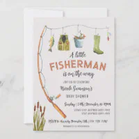Little Fisherman Fishing Baby Shower Invitation
