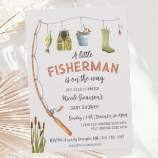 Little Fisherman Fishing Baby Shower Invitation