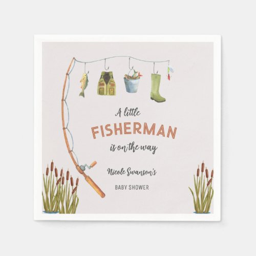 Little Fisherman Fishing Baby Shower Invitation Napkins
