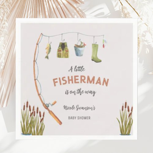 Little Fisherman Fishing Baby Shower Invitation Napkins