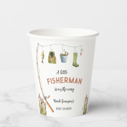 Little Fisherman Fishing Baby Shower Paper Cups