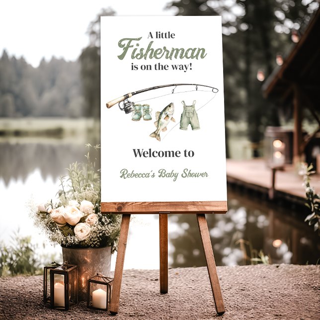 Little Fisherman Fishing Baby Shower Welcome Foam Board (Creator Uploaded)