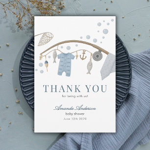 Little Fisherman Fishing Boy Baby Shower Thank You Card