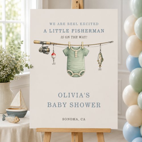 Little Fisherman Reel Excited Baby Shower Welcome Foam Board