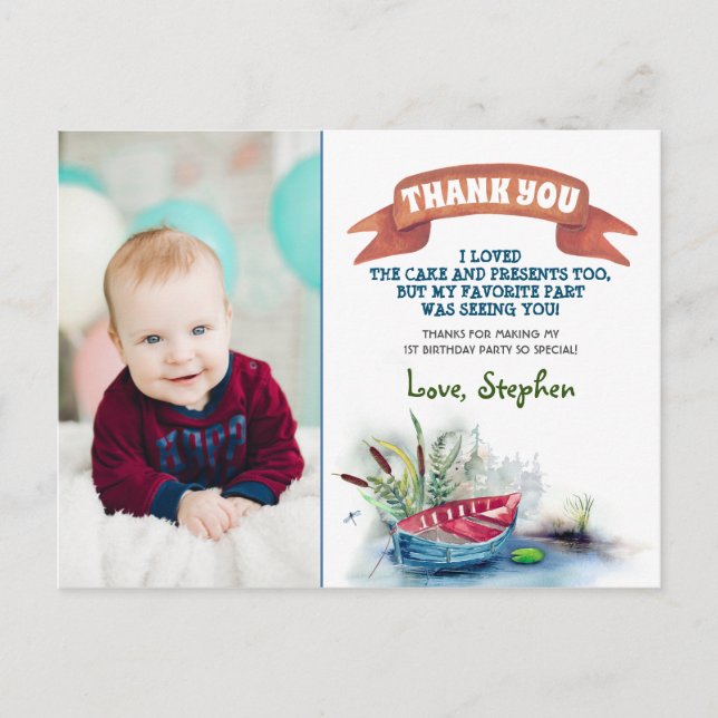 Little Fisherman Thank You Photo Postcard (Front)