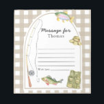 Little Fisherman Time Capsule Message Notepad<br><div class="desc">Watercolor fishing rod,  fish,  fisherman's panama hat with hook and spinner,  fishing vest. Brown cage.</div>