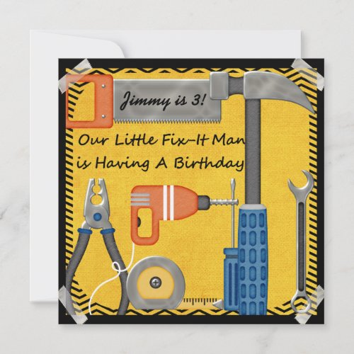 Little Fix_It Man Custom Birthday Invitations