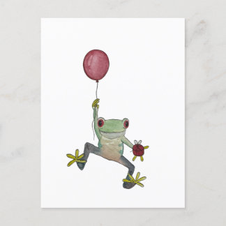 little floating frog postcard