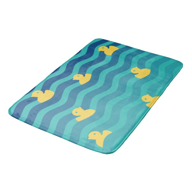 Little Floating Yellow Ducks Bathroom Mat (Angled)