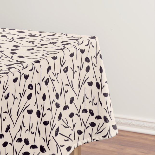 Little Flora Black Cream Tablecloth (In Situ)