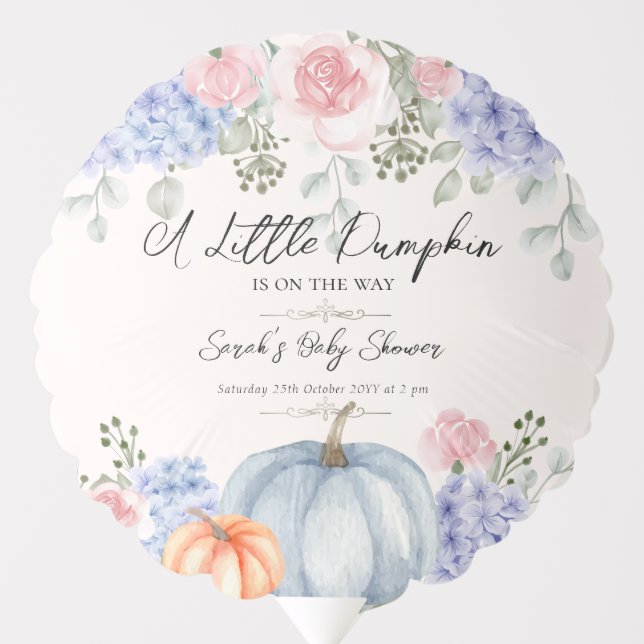 Little Floral Pumpkin Halloween Fall Baby Shower Balloon (Front)