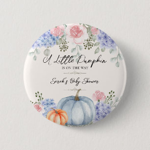 Little Floral Pumpkin Halloween Fall Baby Shower Button