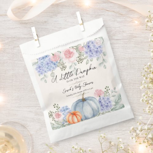 Little Floral Pumpkin Halloween Fall Baby Shower Favor Bag