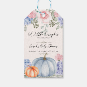 Little Floral Pumpkin Halloween Fall Baby Shower Gift Tags
