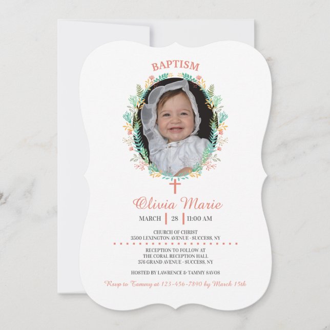 Little Flower Frame Photo Invitation (Front)