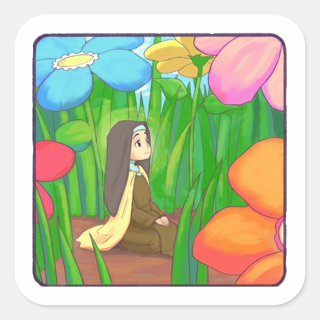 Little Flower - St. Thérèse of Lisieux Square Sticker (Front)