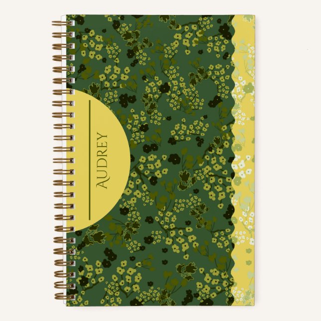 LITTLE FLOWERS GREEN & YELLOW NOTEBOOK (Front)