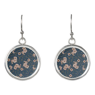 Little flowers light blue pattern earrings
