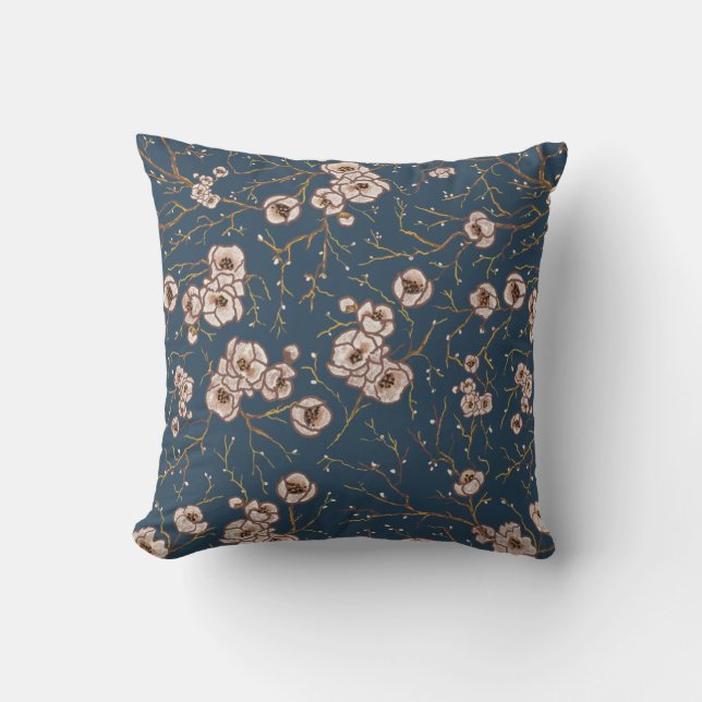 Little flowers light blue pattern throw pillow (Front)