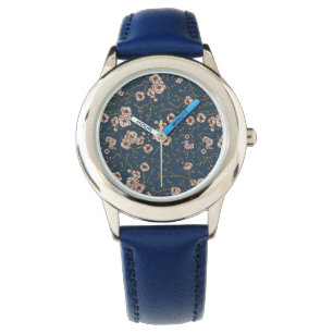 Little flowers light blue pattern watch