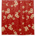 Little flowers on red pattern shower curtain