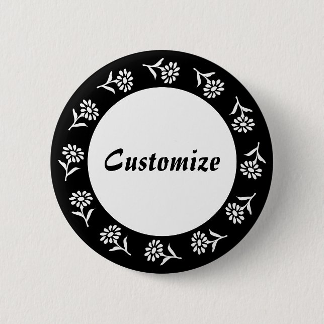 Little Flowers Template - B&W Button (Front)