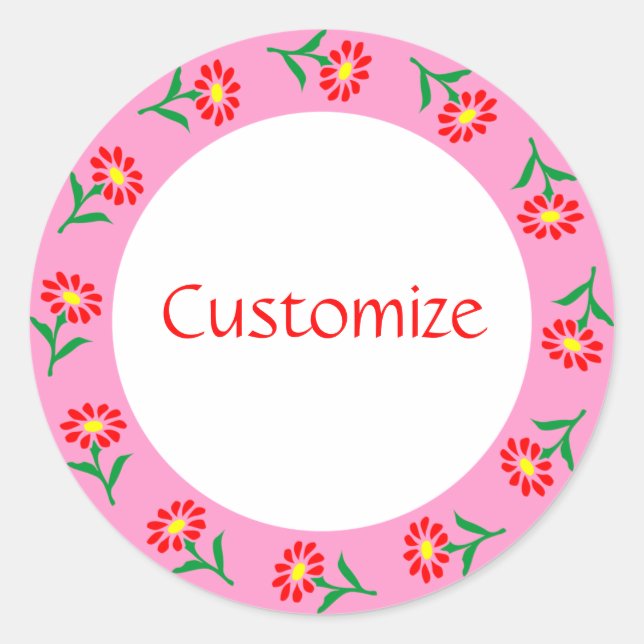 Little Flowers Template Classic Round Sticker (Front)