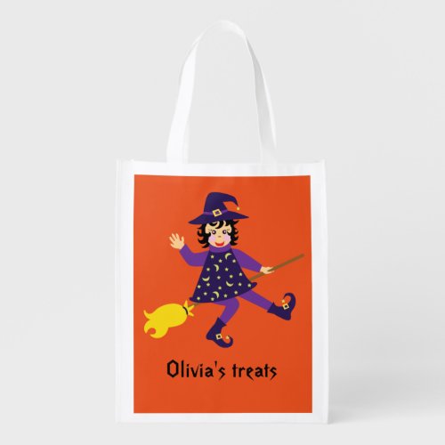 Little flying witch candy sack grocery bag