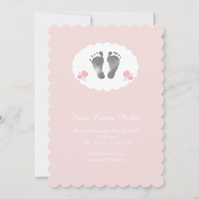 Little Footprints Birth Announcement (Front)