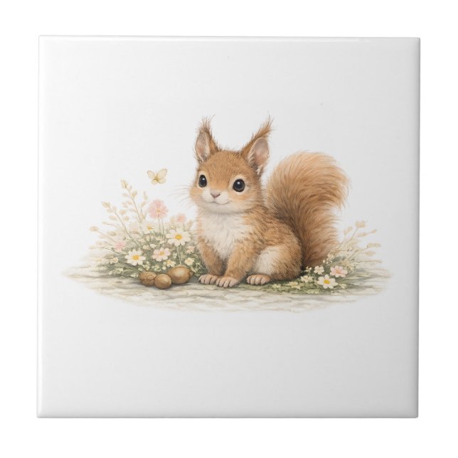 Little Forest Friend Squirrel  Ceramic Tile (Front)