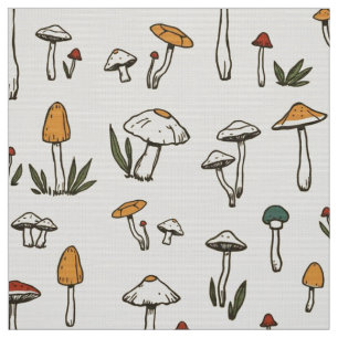 Little Forest Mushrooms on a Beige Background Fabric