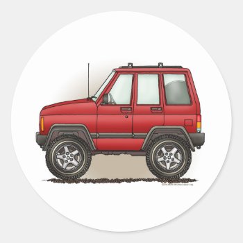 Little Four Wheel Suv Car Classic Round Sticker by art1st at Zazzle